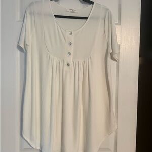 Zenana Outfitters Cream Button-Front Blouse